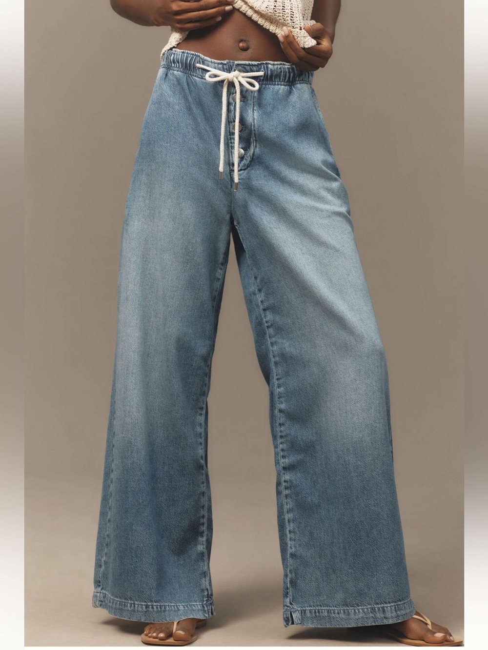 PILCRO | Wide-Leg Drawstring Jeans
